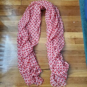 Red and White Geometric Scarf